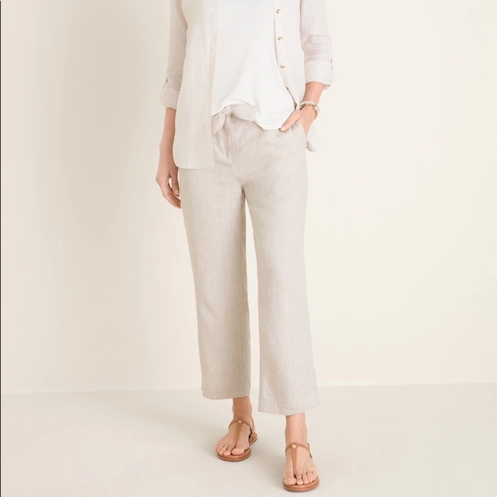 Chico’s Beige Linen Cropped Capri Pants